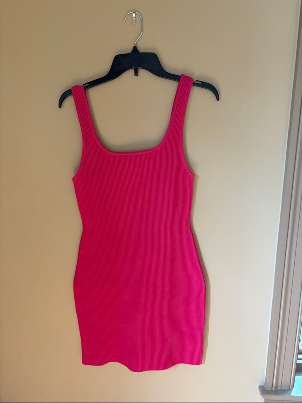 Babaton Fuchsia Ribbed Mini Dress